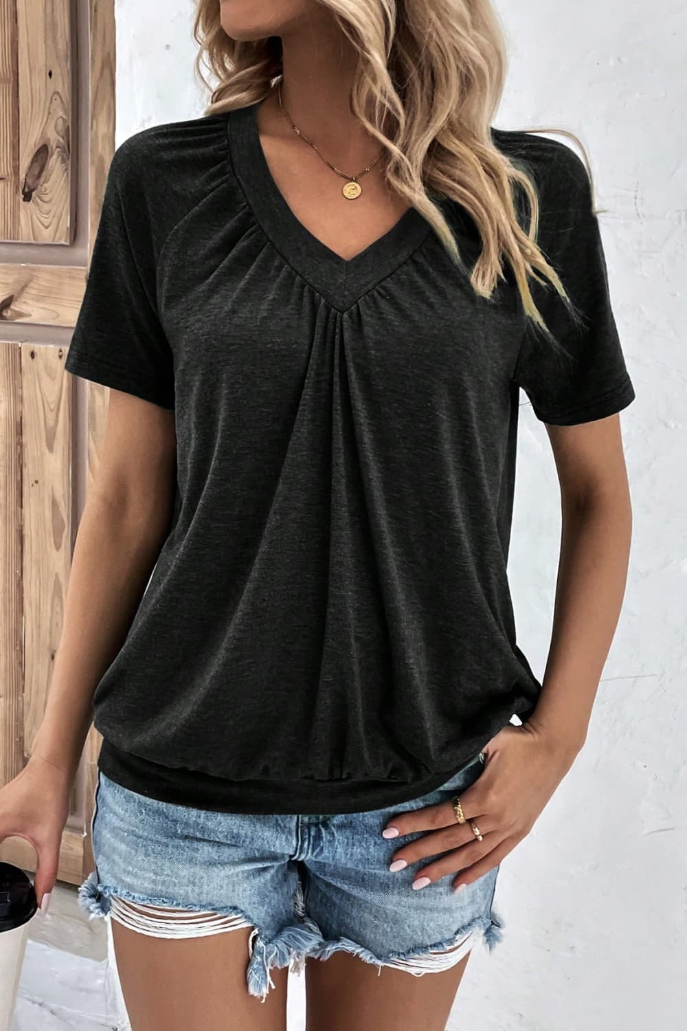 V-Neck Short Sleeve Top