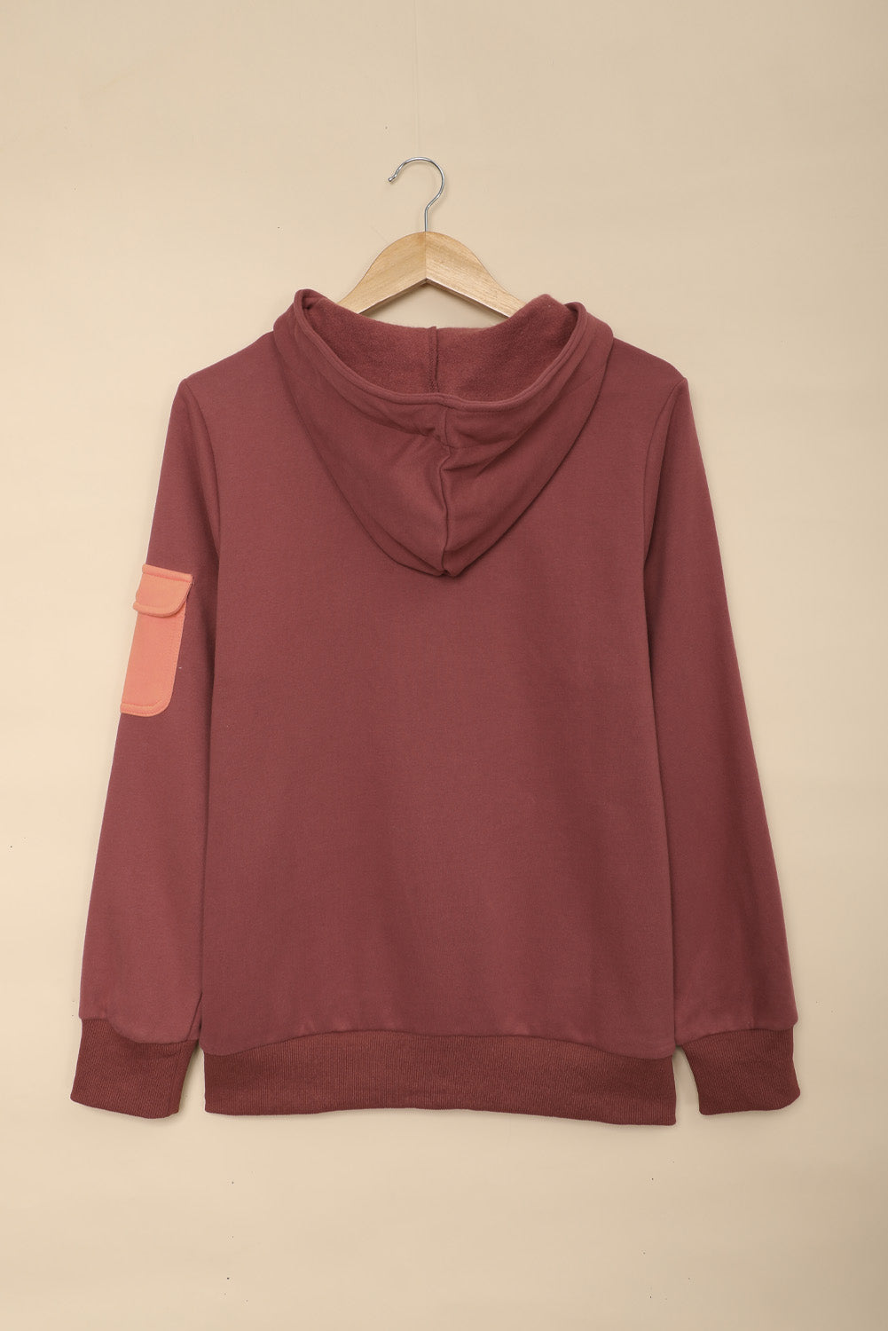 Half Zip Patch Pocket Hoodie