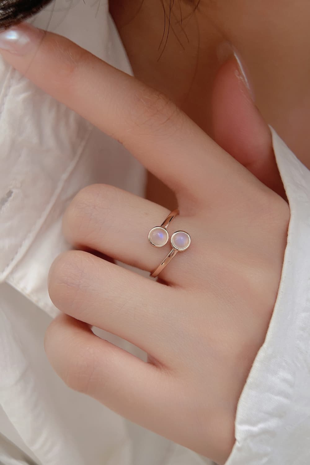 Natural Moonstone 925 Sterling Silver Toi Et Moi Ring