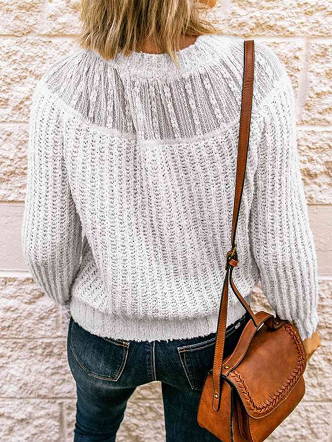 Round Neck Rib-Knit Sweater