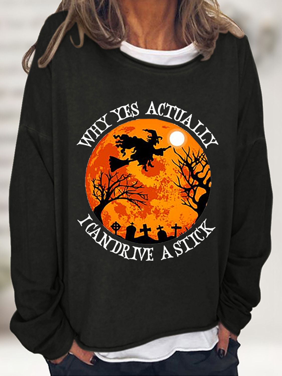 Witchy Graphic Round Neck Sweatshirt