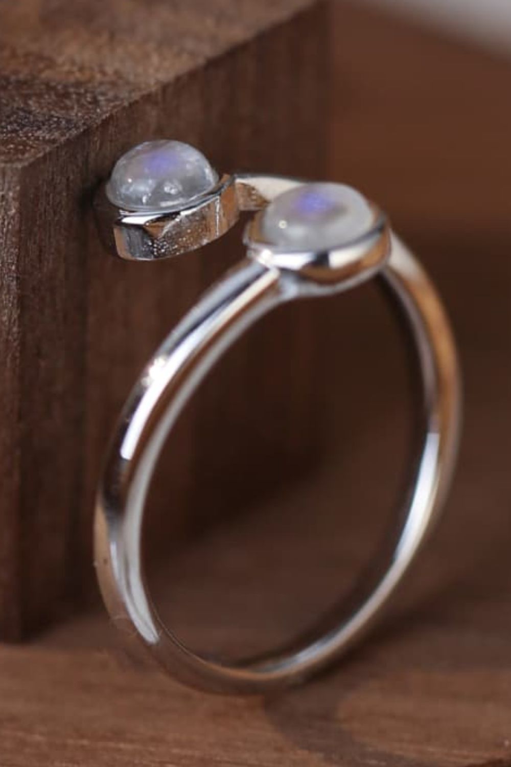 Natural Moonstone 925 Sterling Silver Toi Et Moi Ring