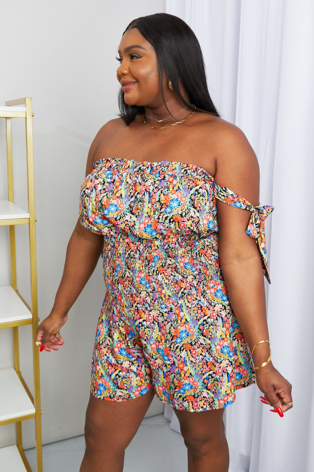 Smocked Off-Shoulder Romper