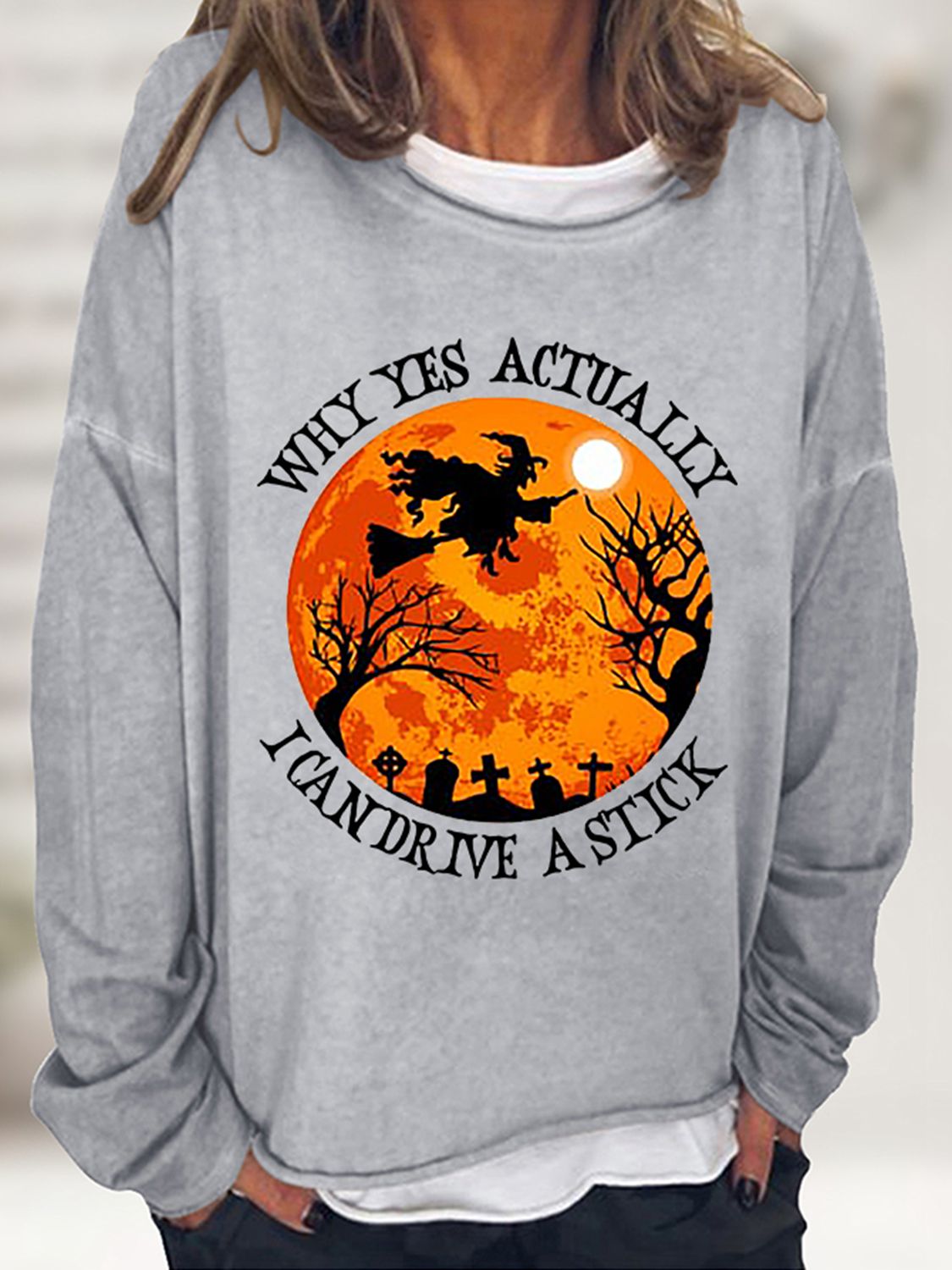 Witchy Graphic Round Neck Sweatshirt