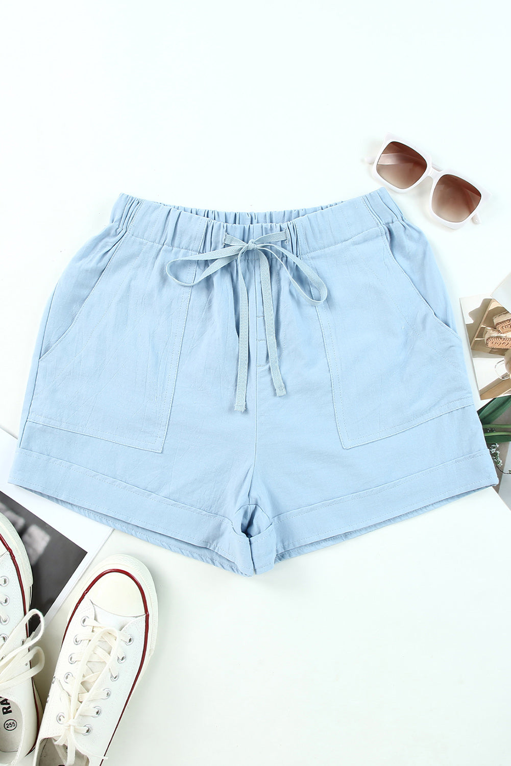 Elastic Waist Pocket Shorts