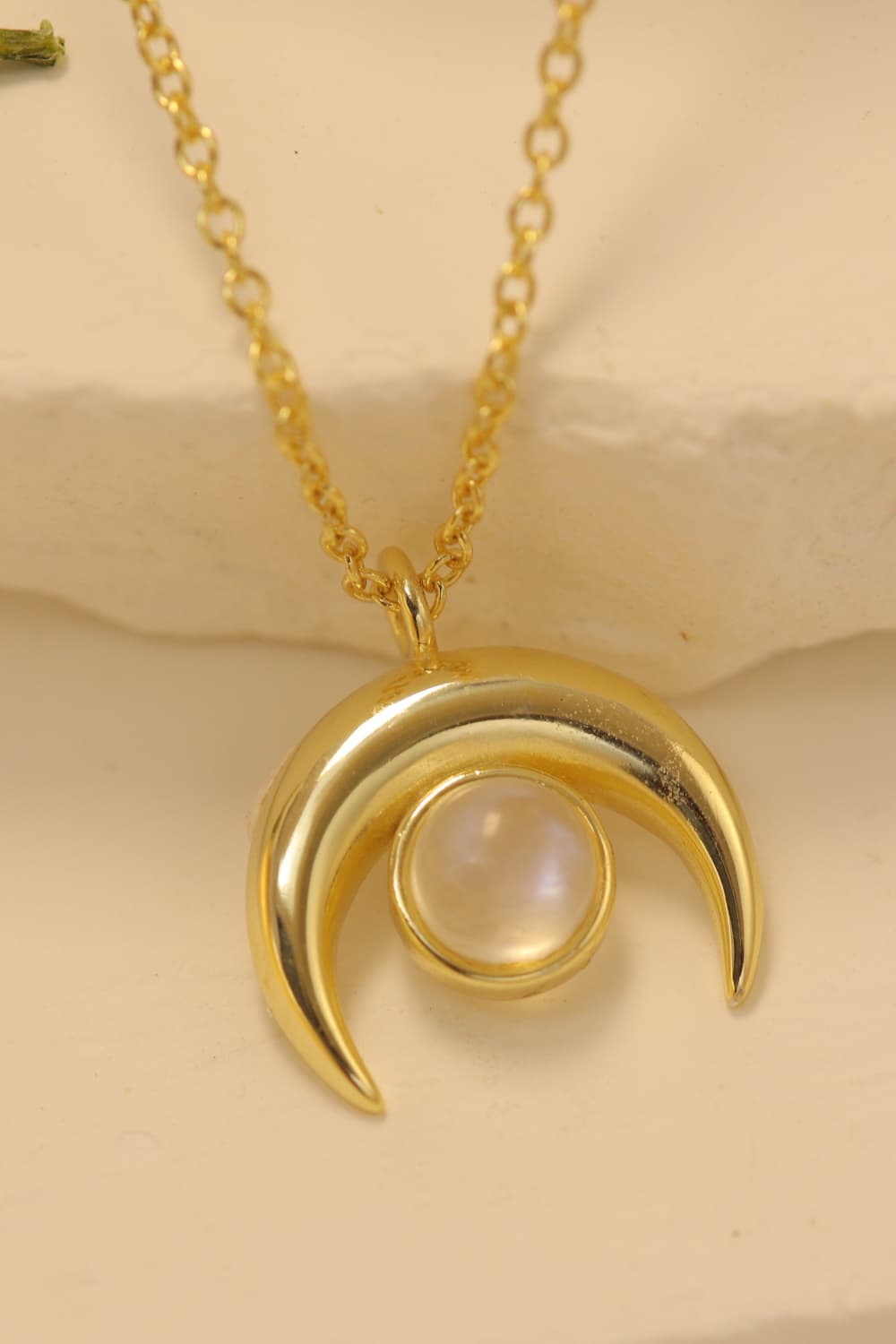 Natural Moonstone Moon Pendant 925 Sterling Silver Necklace