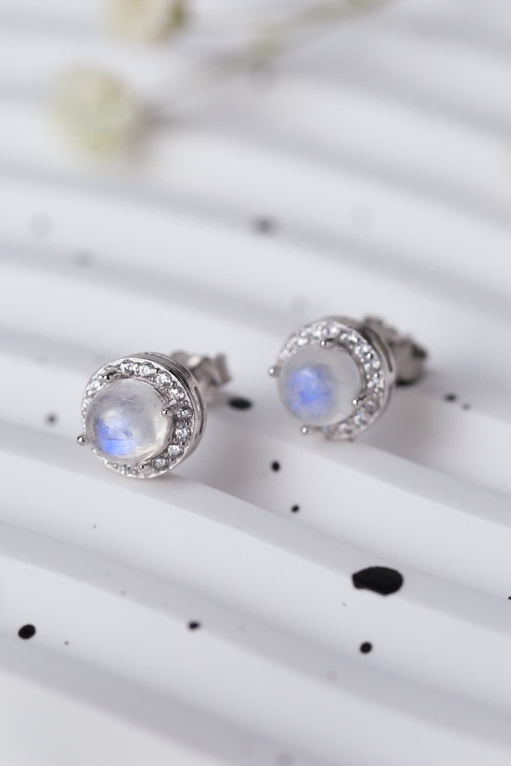 Natural Moonstone 925 Sterling Silver Stud Earrings