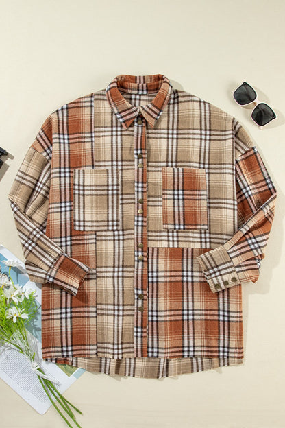 PREORDER Plaid Snap Down Dropped Shoulder Shacket