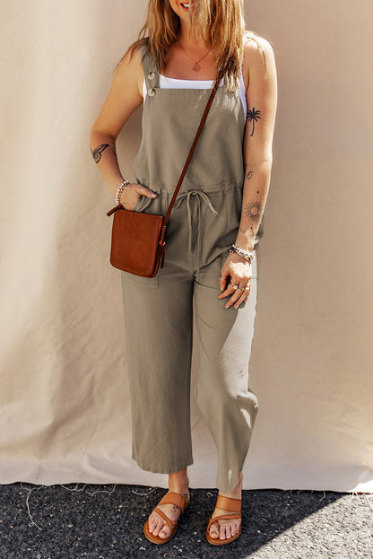 PREORDER Drawstring Wide Strap Overalls with Pockets