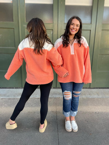 PREORDER: Half Zip Fleece Pullover in Sherbet