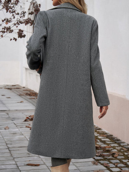 PREORDER Devine Pocketed Collared Neck Long Sleeve Coat