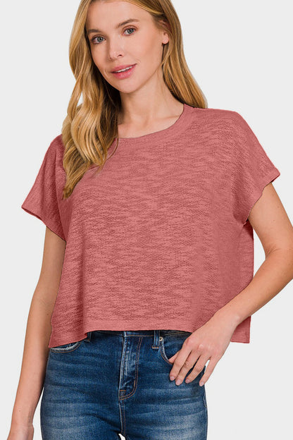 Winter Rose Round Neck Short Sleeve T-Shirt