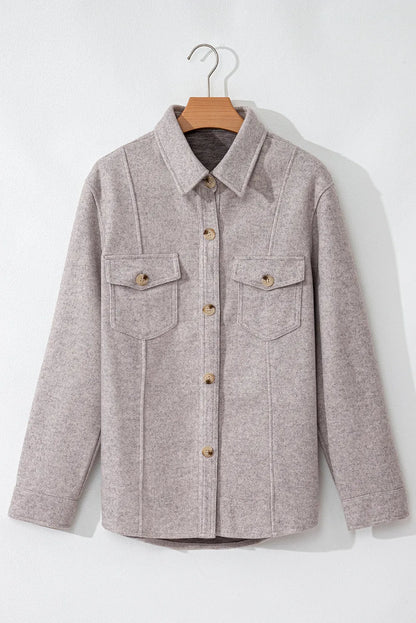 PREORDER Button Up Collared Neck Long Sleeve Jacket