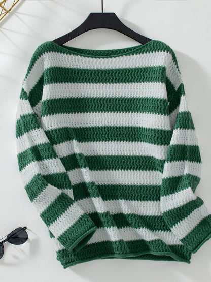 PREORDER Striped Dropped Shoulder Long Sleeve Sweater