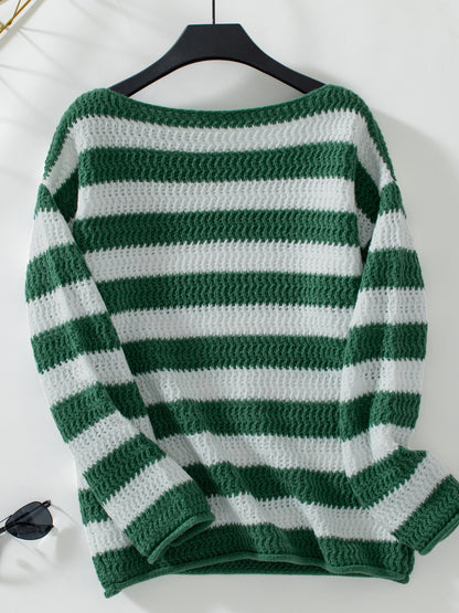 PREORDER Striped Dropped Shoulder Long Sleeve Sweater