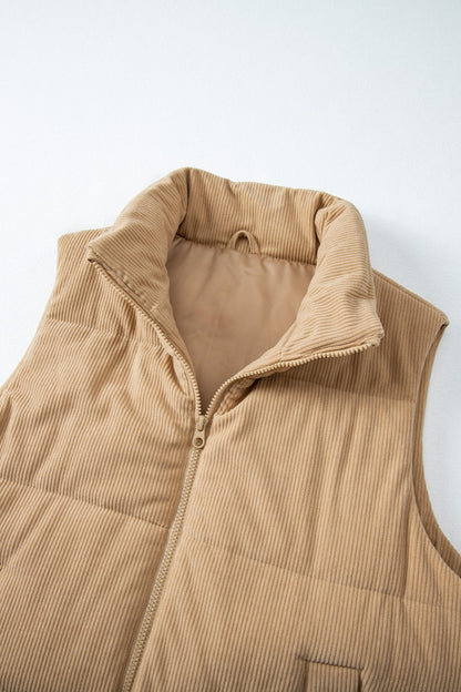 PREORDER Pocketed Zip Up Turtleneck Vest Coat