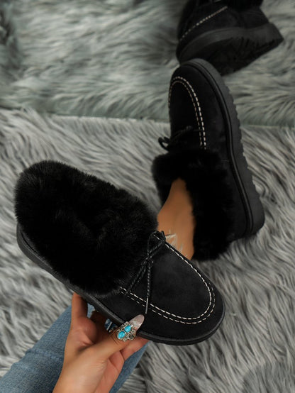 PREORDER Thermal Fuzzy Tied Round Toe Boots