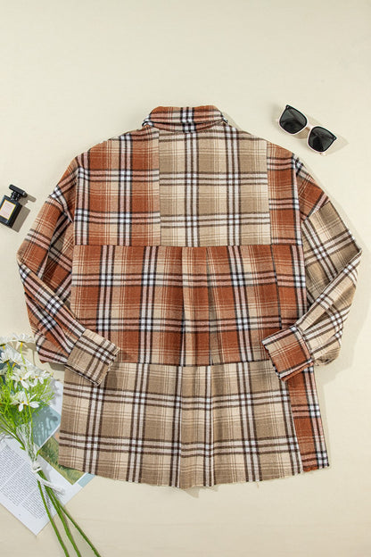 PREORDER Plaid Snap Down Dropped Shoulder Shacket