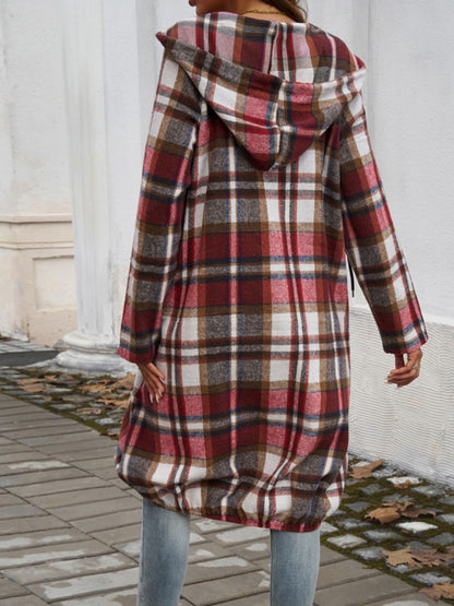 PREORDER Devine Plaid Zip Up Hooded Coat