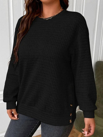 PREORDER Texture Round Neck Long Sleeve Sweatshirt