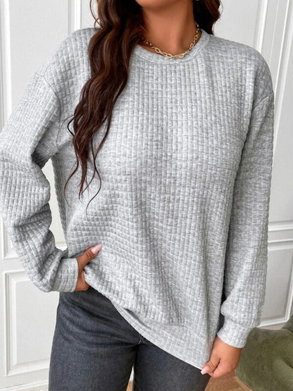 PREORDER Texture Round Neck Long Sleeve Sweatshirt