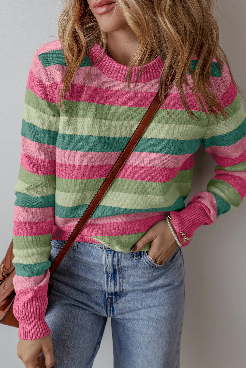 PREORDER Striped Round Neck Long Sleeve Sweater 2/9