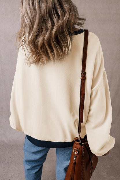 PREORDER Contrast Round Neck Long Sleeve Sweatshirt