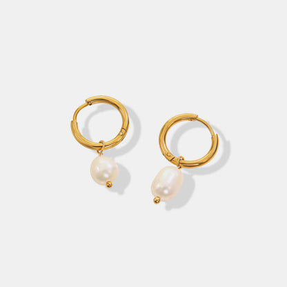 PREORDER Gold-Plated Titanium Steel Pearl Earrings