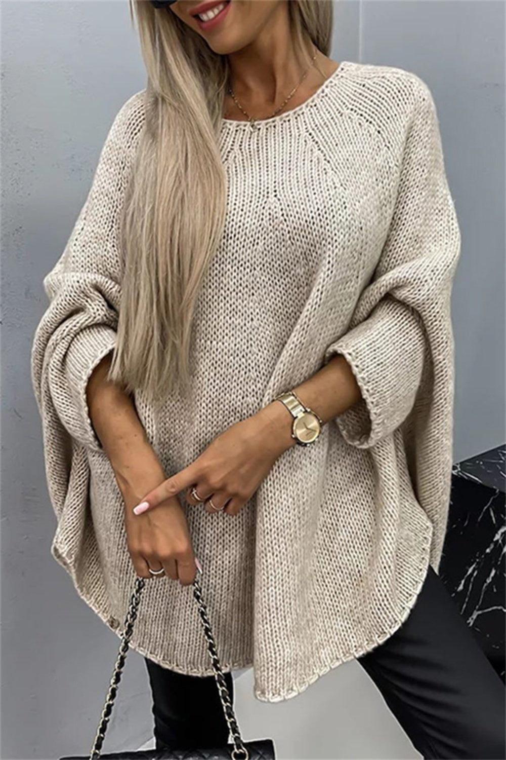 PREORDER Round Neck Batwing Sleeve Sweater