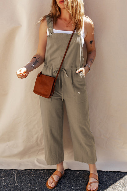 PREORDER Drawstring Wide Strap Overalls with Pockets