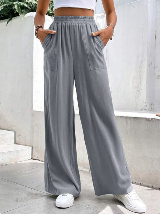 PREORDER High Waist Wide Leg Pants with Pockets