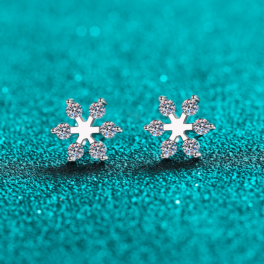 PREORDER Moissanite 925 Sterling Silver Snowflake Shape Earrings