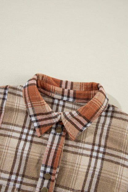 PREORDER Plaid Snap Down Dropped Shoulder Shacket