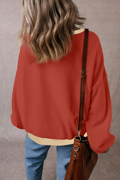 PREORDER Contrast Round Neck Long Sleeve Sweatshirt