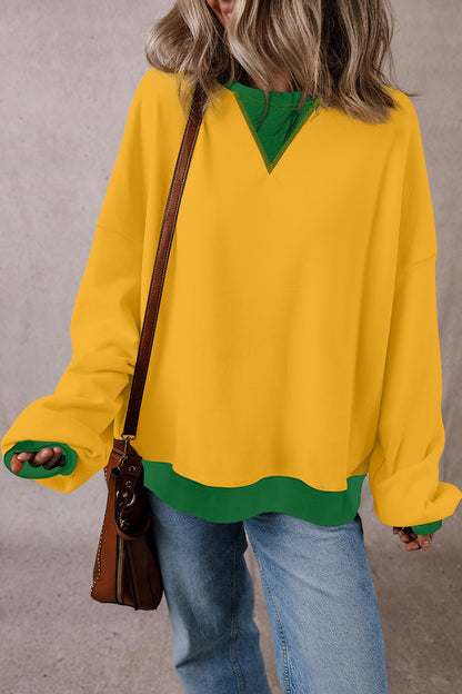 PREORDER Contrast Round Neck Long Sleeve Sweatshirt