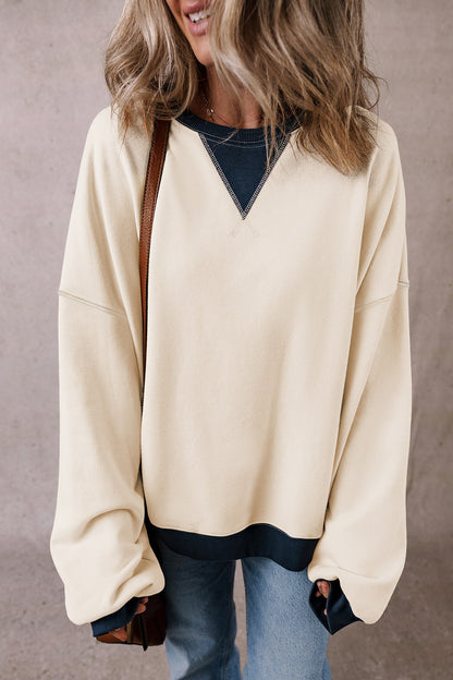 PREORDER Contrast Round Neck Long Sleeve Sweatshirt