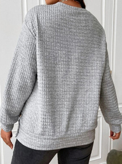 PREORDER Texture Round Neck Long Sleeve Sweatshirt