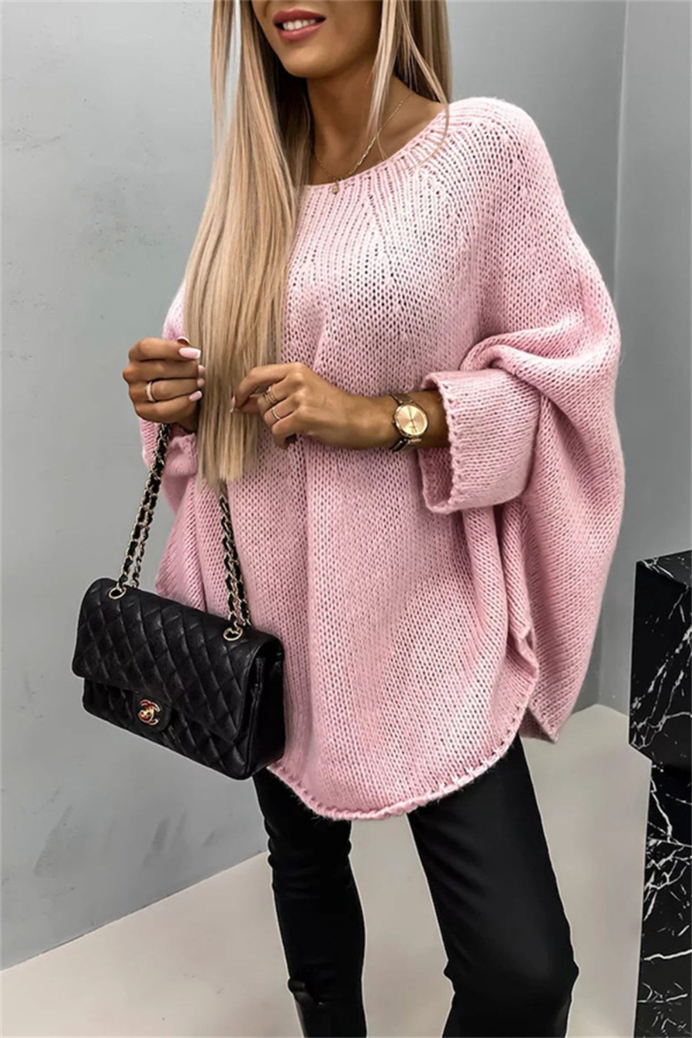 PREORDER Round Neck Batwing Sleeve Sweater