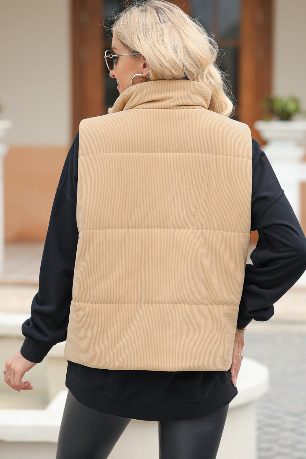 PREORDER Pocketed Zip Up Turtleneck Vest Coat