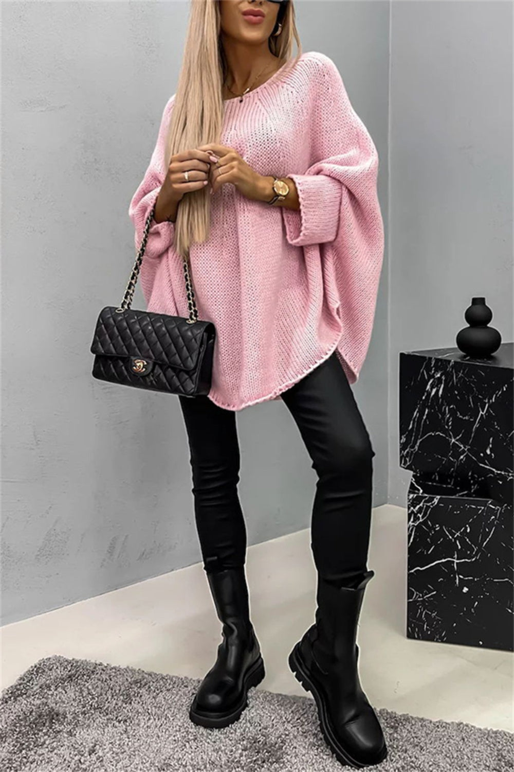 PREORDER Round Neck Batwing Sleeve Sweater