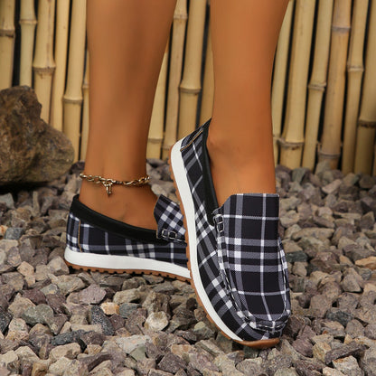 PREORDER Plaid Round Toe Slip-Ons