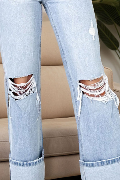 PREORDER Distressed High Waist Jeans with Pockets