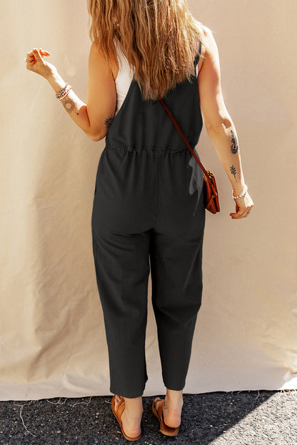 PREORDER Drawstring Wide Strap Overalls with Pockets