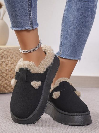 PREORDER Thermal Fuzzy Buckle Platform Slippers