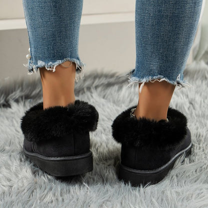 PREORDER Thermal Fuzzy Tied Round Toe Boots