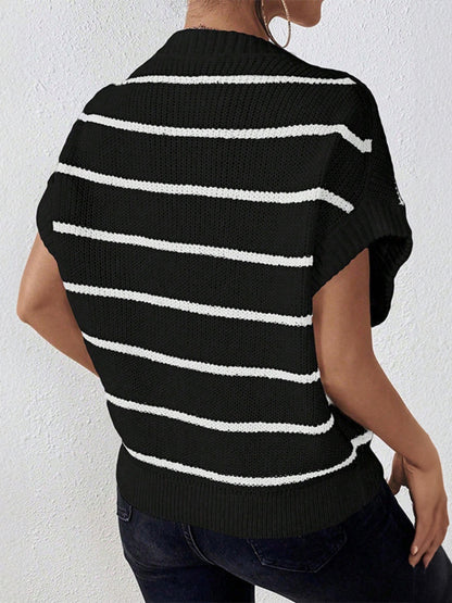 PREORDER Striped Round Neck Short Sleeve Knit Top