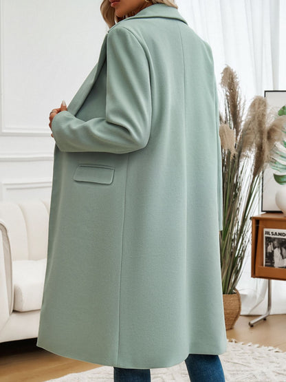 PREORDER Devine Pocketed Collared Neck Long Sleeve Coat