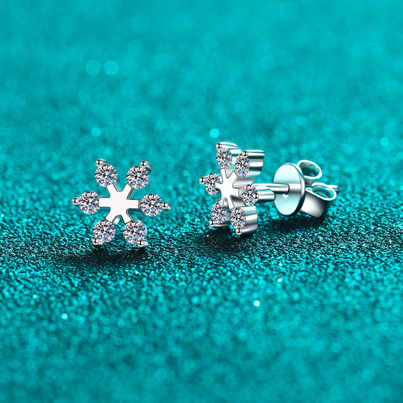 PREORDER Moissanite 925 Sterling Silver Snowflake Shape Earrings