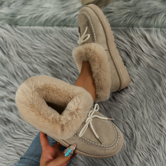 PREORDER Thermal Fuzzy Tied Round Toe Boots