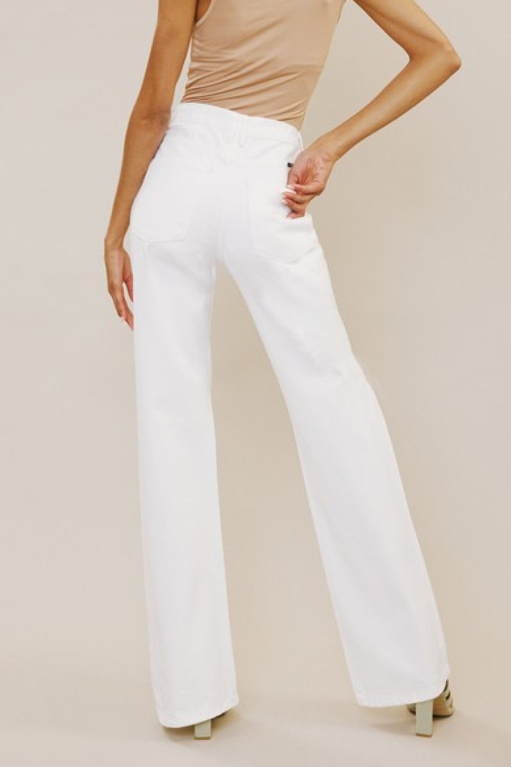 Sophie Kancan High-Rise Distressed Flare Jeans in White- one size 1/24 left! FINAL SALE!